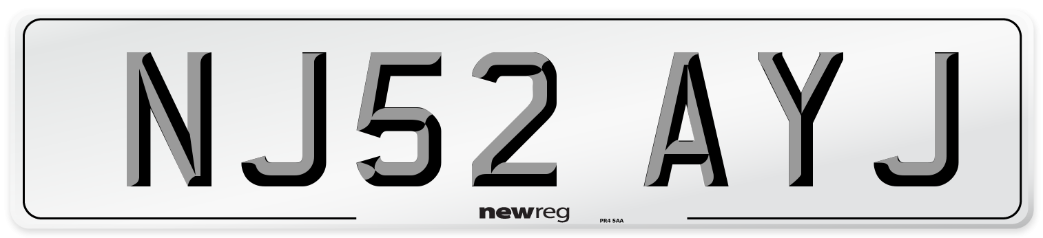 NJ52 AYJ Number Plate from New Reg